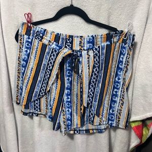 Blue and yellow dressy shorts